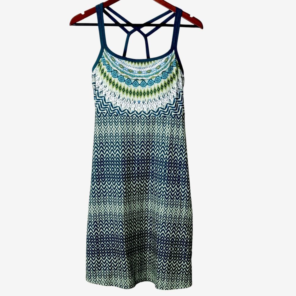 prAna Yoga Dress Green Blue Size XS Granolagirl Athleisure Travel